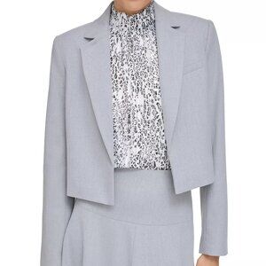 CALVIN KLEIN Petite Grey Cropped Open-Front Jacket 6P